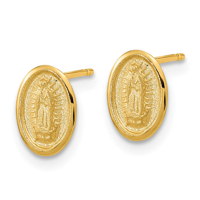 14k Polished Our Lady of Guadalupe Post Earrings-YE1827