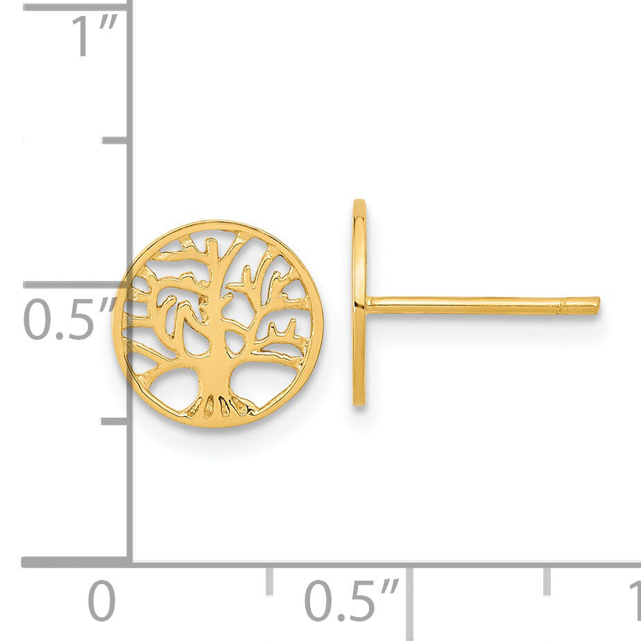 14k Round Tree Post Earrings-YE1829