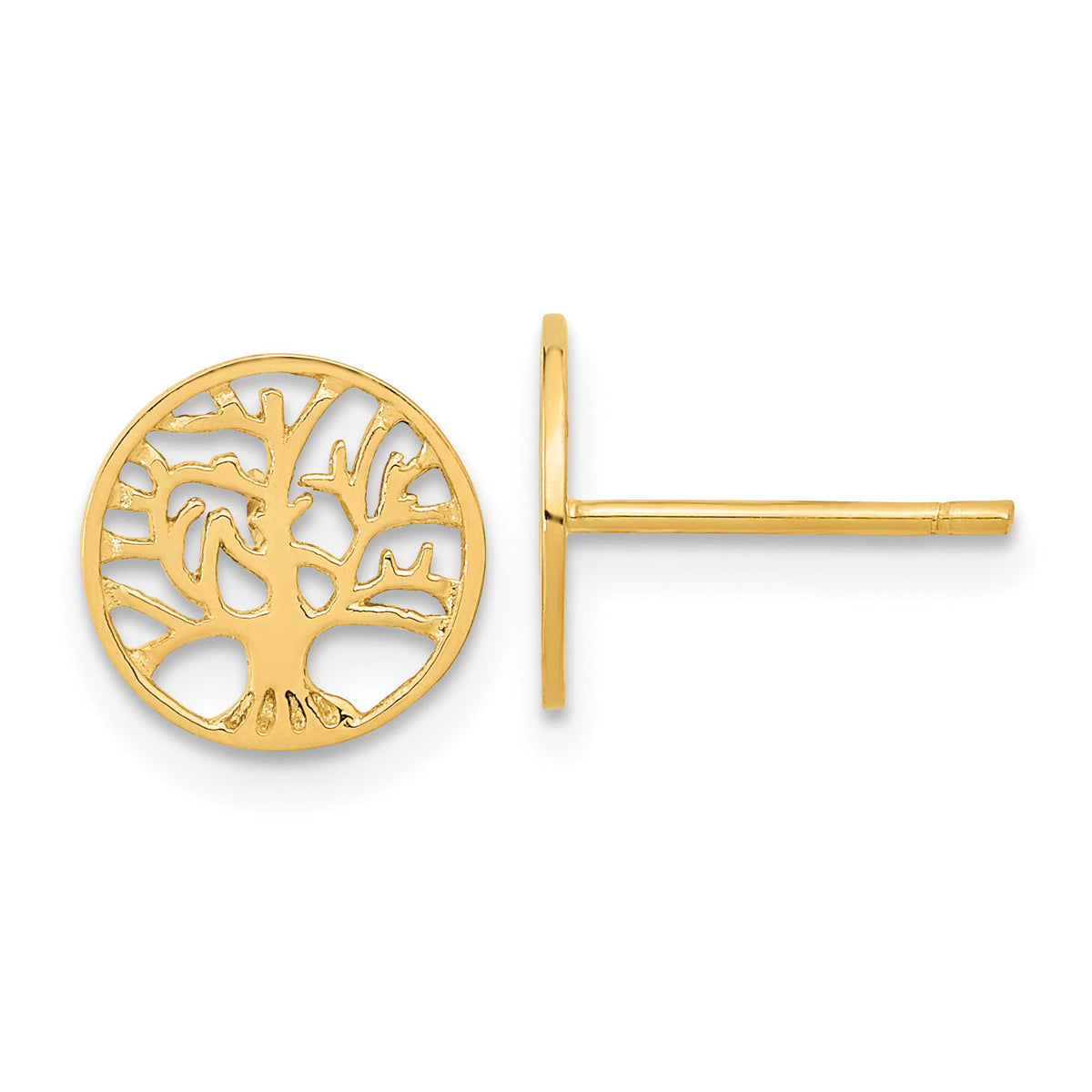 14k Round Tree Post Earrings-YE1829