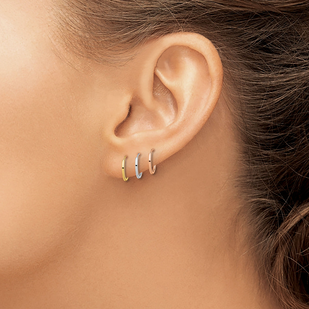 14K Tri Color 3-pair Hoop Earrings Set-YE1835