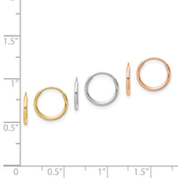 14K Tri Color 3-pair Hoop Earrings Set-YE1835