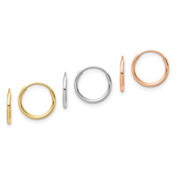 14K Tri Color 3-pair Hoop Earrings Set-YE1835