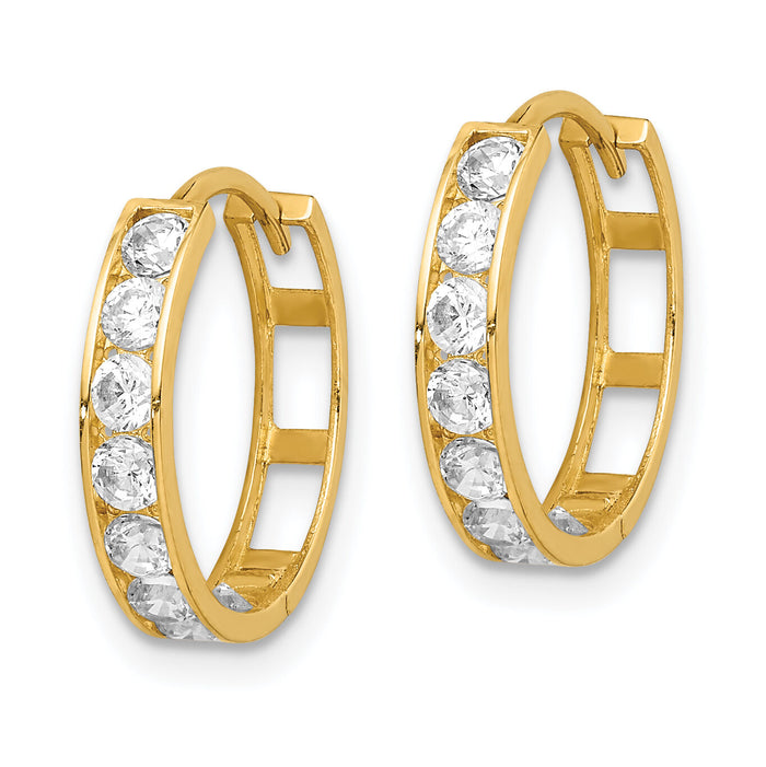 14K CZ Hinged Hoop Earrings-YE1839