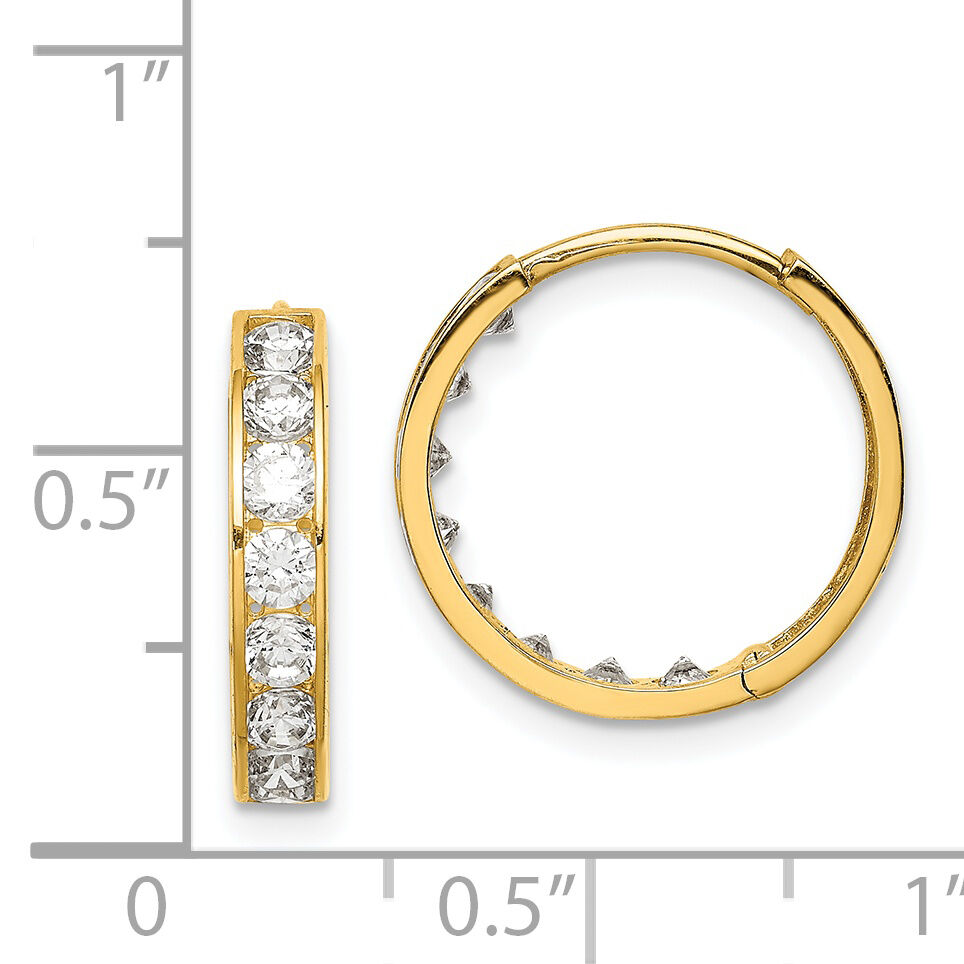 14K CZ Hinged Hoop Earrings-YE1839