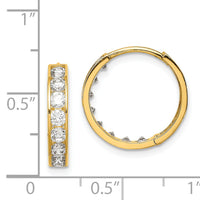 14K CZ Hinged Hoop Earrings-YE1839