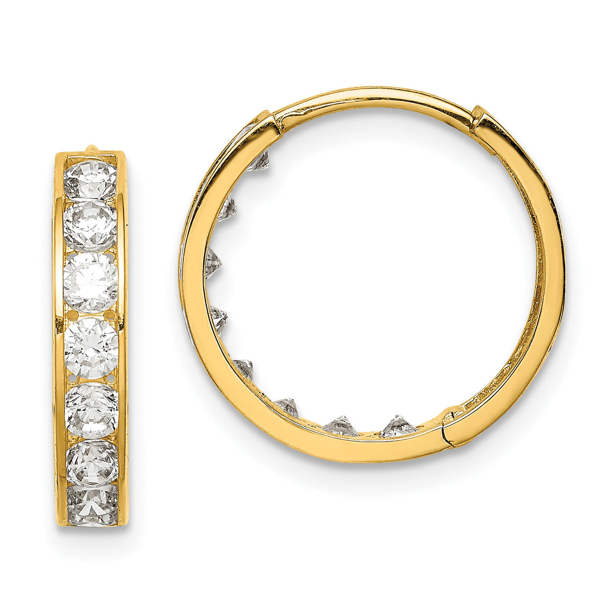 14K CZ Hinged Hoop Earrings-YE1839