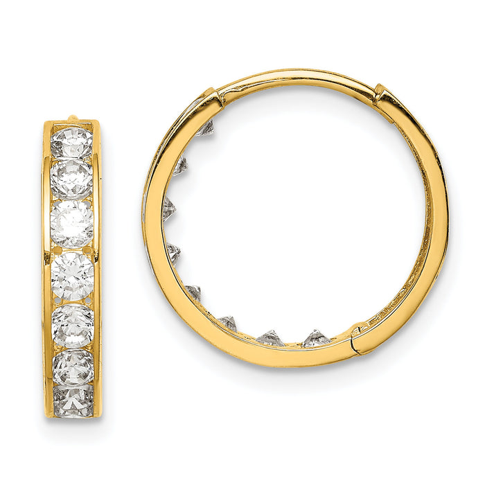 14K CZ Hinged Hoop Earrings-YE1839