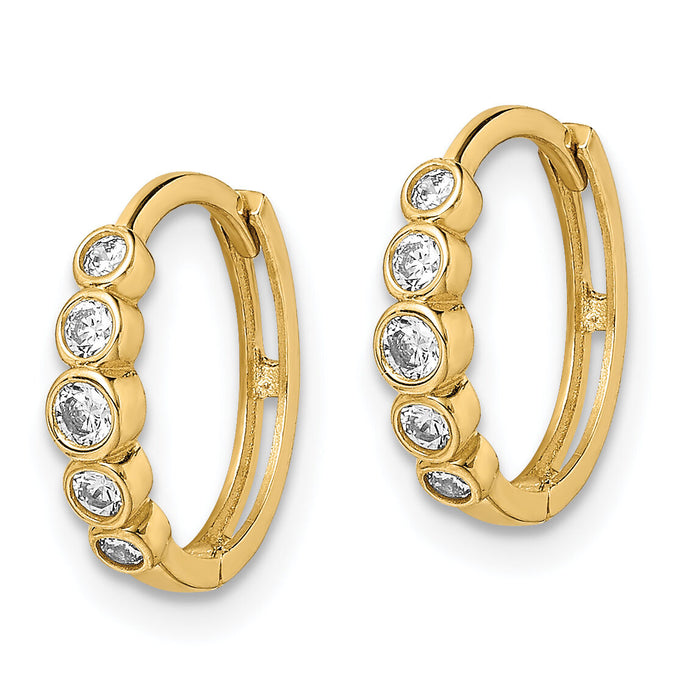 14K CZ Hinged Hoop Earrings-YE1840