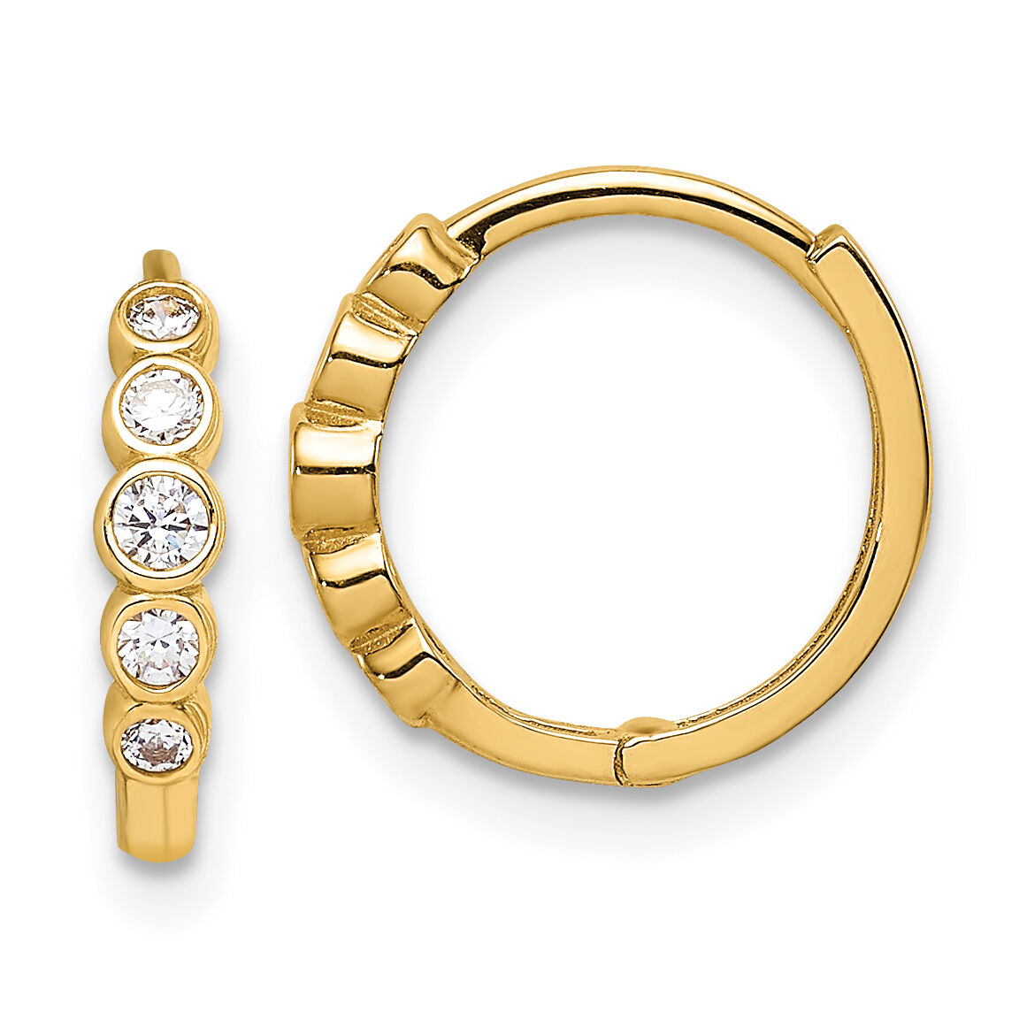 14K CZ Hinged Hoop Earrings-YE1840