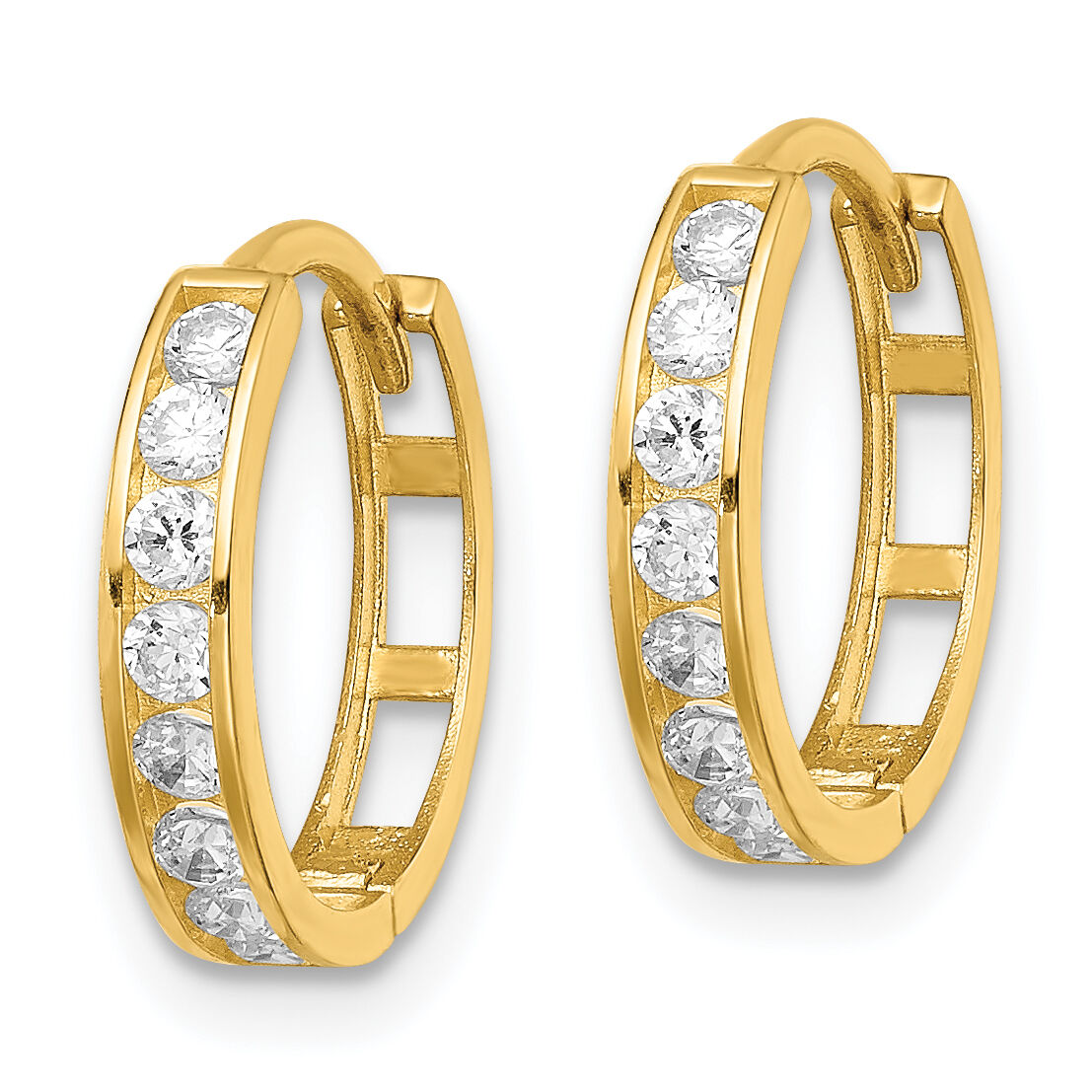 14K CZ Hinged Hoop Earrings-YE1841