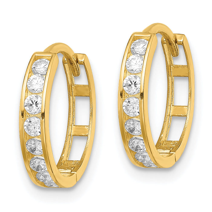 14K CZ Hinged Hoop Earrings-YE1841
