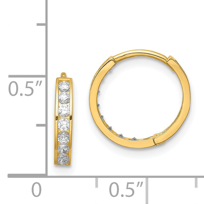 14K CZ Hinged Hoop Earrings-YE1841