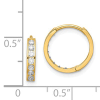 14K CZ Hinged Hoop Earrings-YE1841
