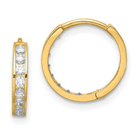 14K CZ Hinged Hoop Earrings-YE1841