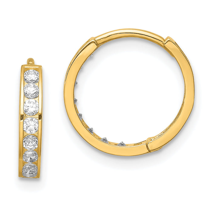 14K CZ Hinged Hoop Earrings-YE1841