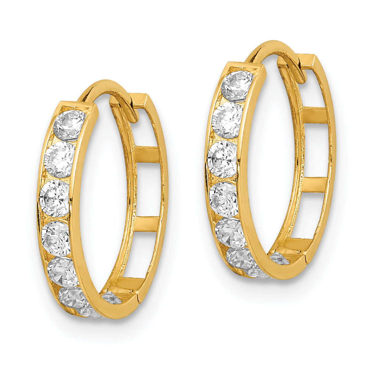 14K CZ Hinged Hoop Earrings-YE1842