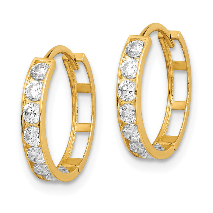 14K CZ Hinged Hoop Earrings-YE1842