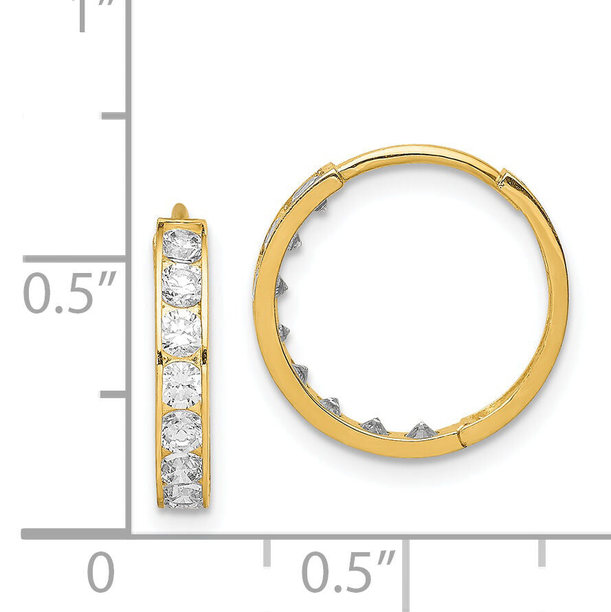 14K CZ Hinged Hoop Earrings-YE1842