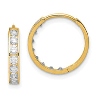 14K CZ Hinged Hoop Earrings-YE1842