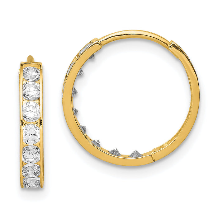 14K CZ Hinged Hoop Earrings-YE1842