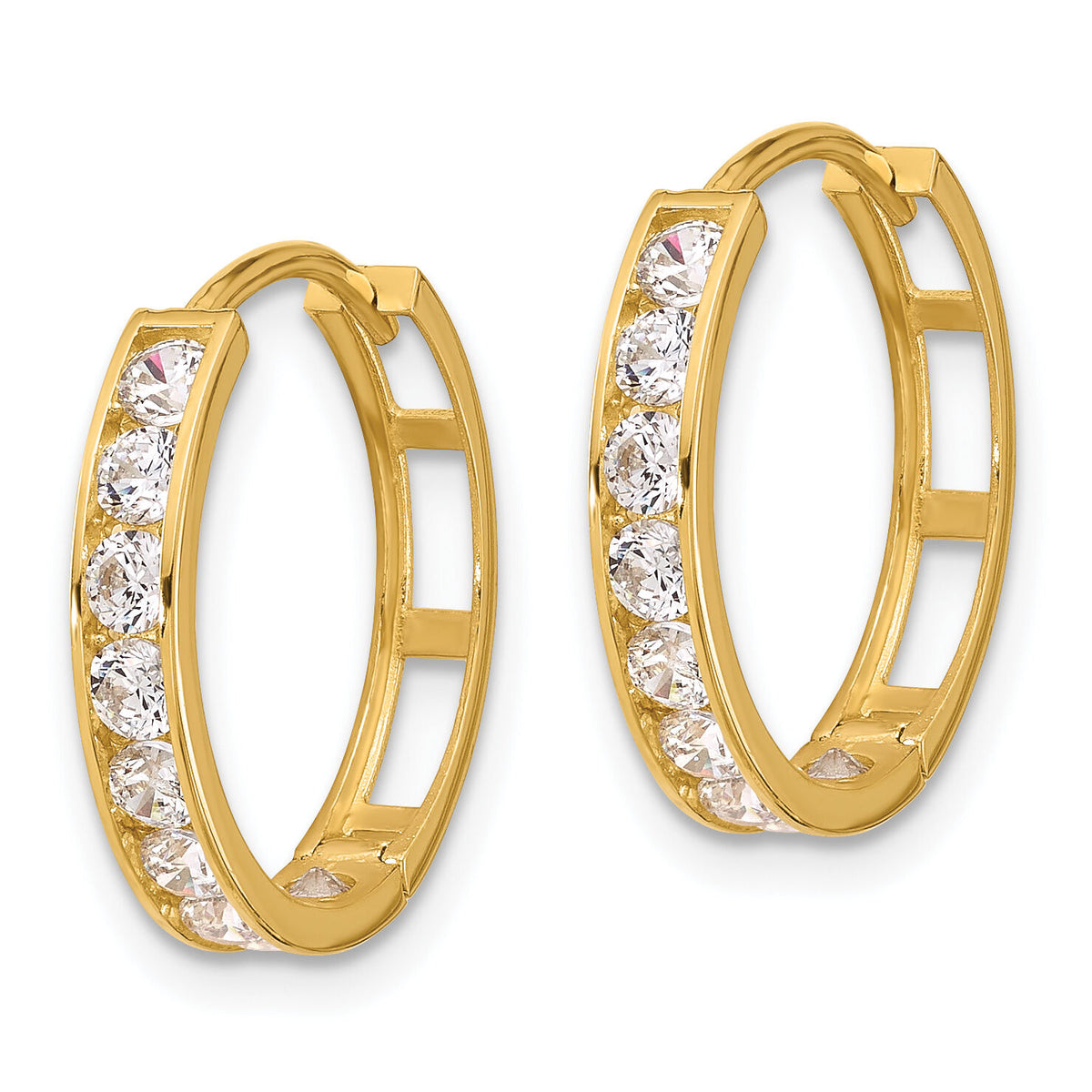14K CZ Hinged Hoop Earrings-YE1843