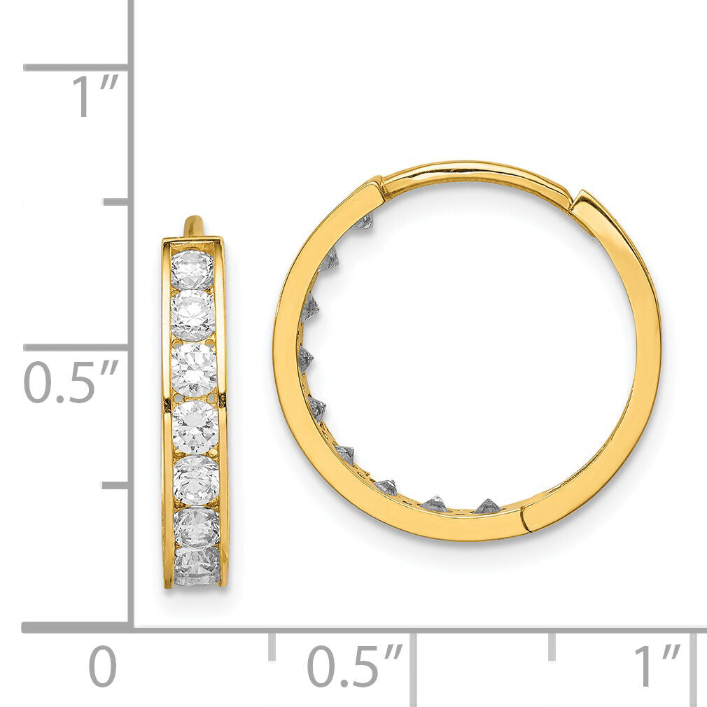 14K CZ Hinged Hoop Earrings-YE1843