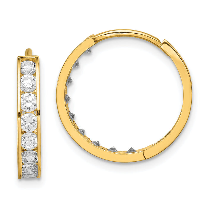 14K CZ Hinged Hoop Earrings-YE1843