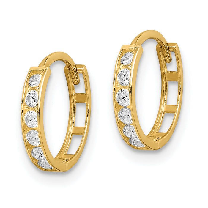 14K CZ Hinged Hoop Earrings-YE1845