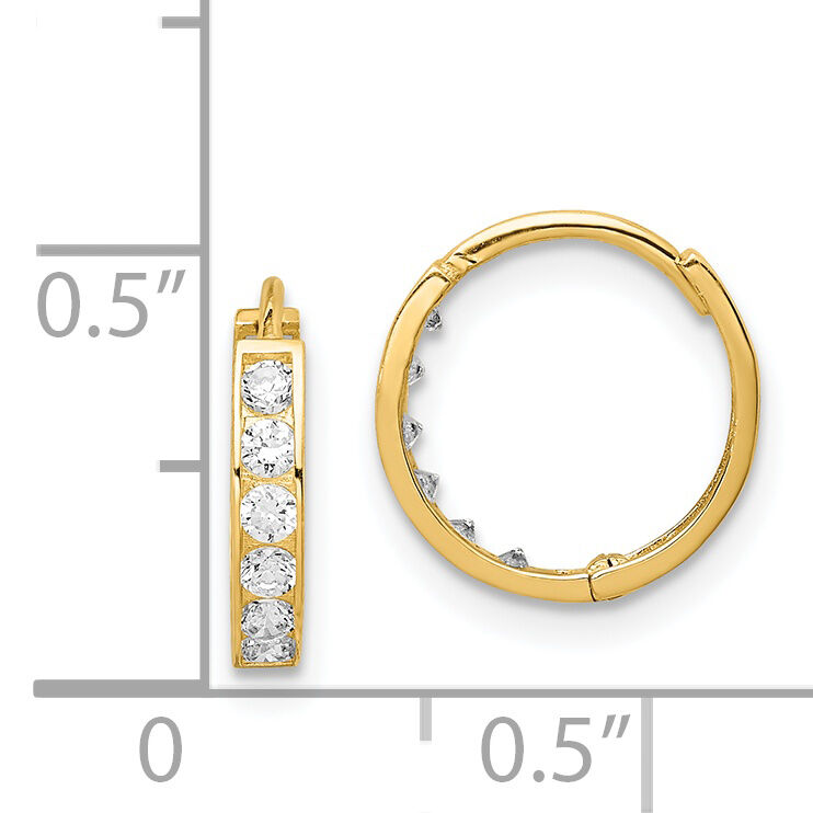 14K CZ Hinged Hoop Earrings-YE1845