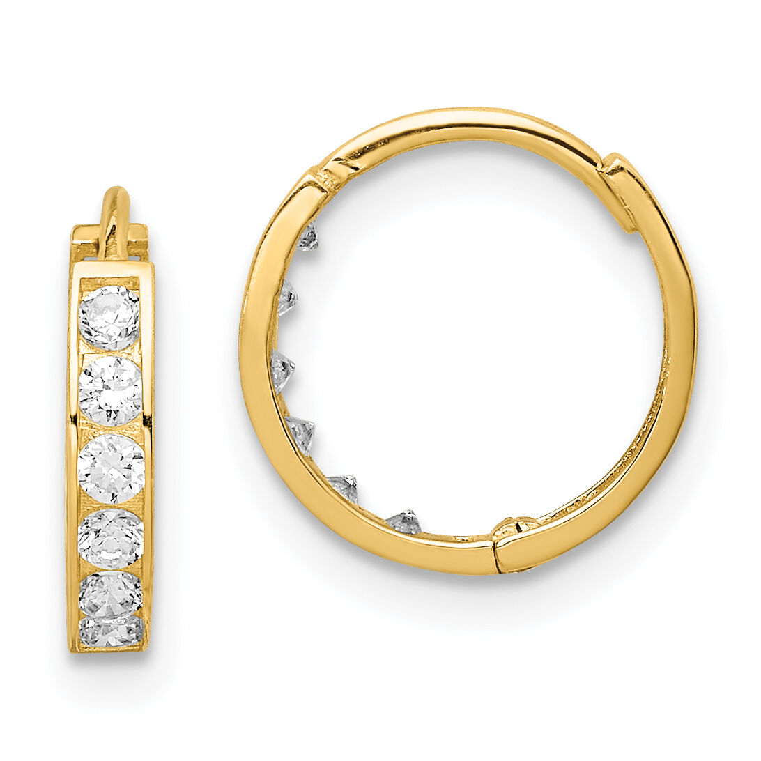 14K CZ Hinged Hoop Earrings-YE1845