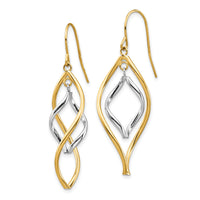 14K Two-tone Fancy Twisted Dangle Earrings-YE1854