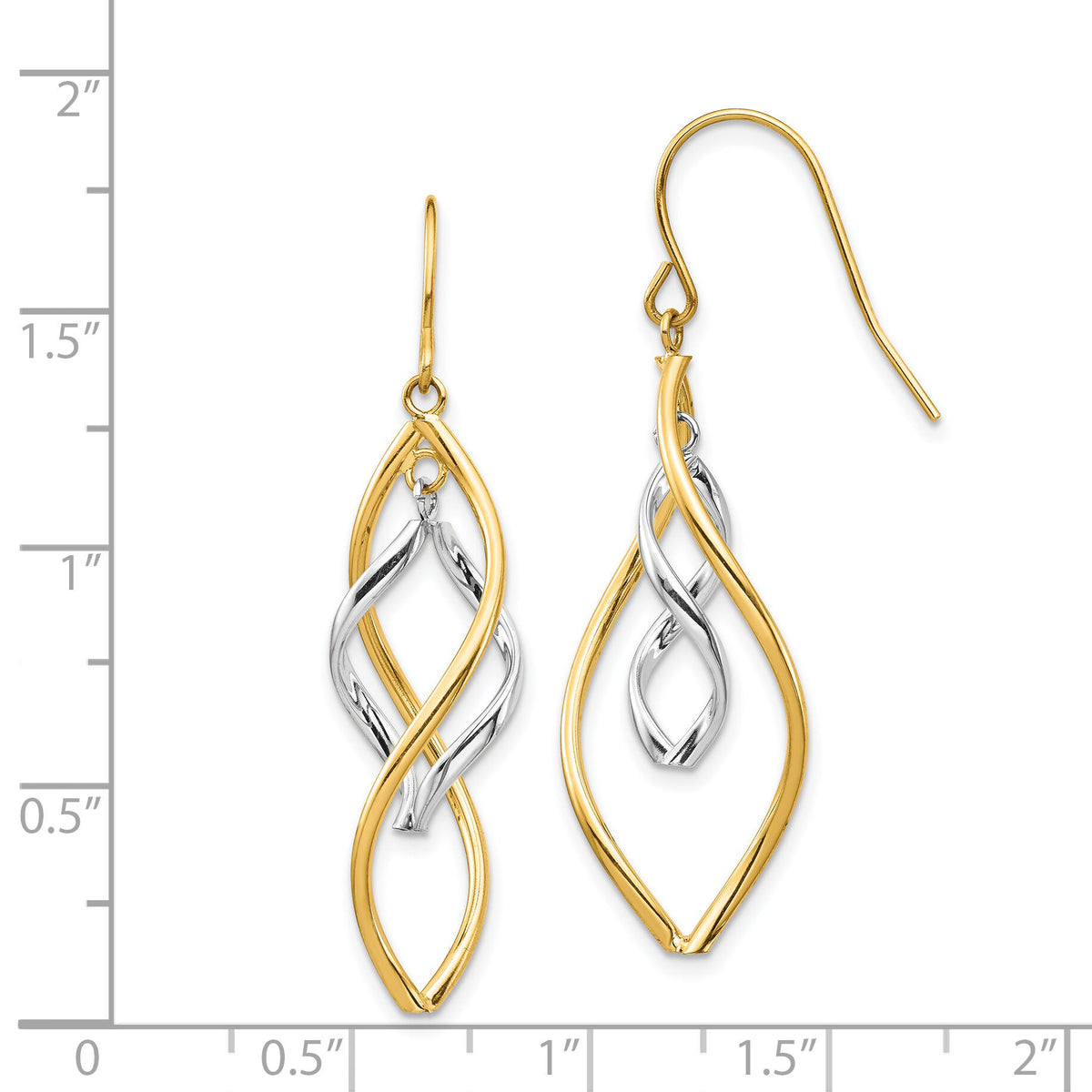 14K Two-tone Fancy Twisted Dangle Earrings-YE1854