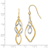 14K Two-tone Fancy Twisted Dangle Earrings-YE1854