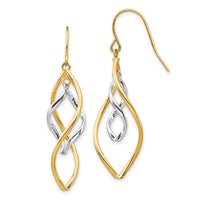 14K Two-tone Fancy Twisted Dangle Earrings-YE1854