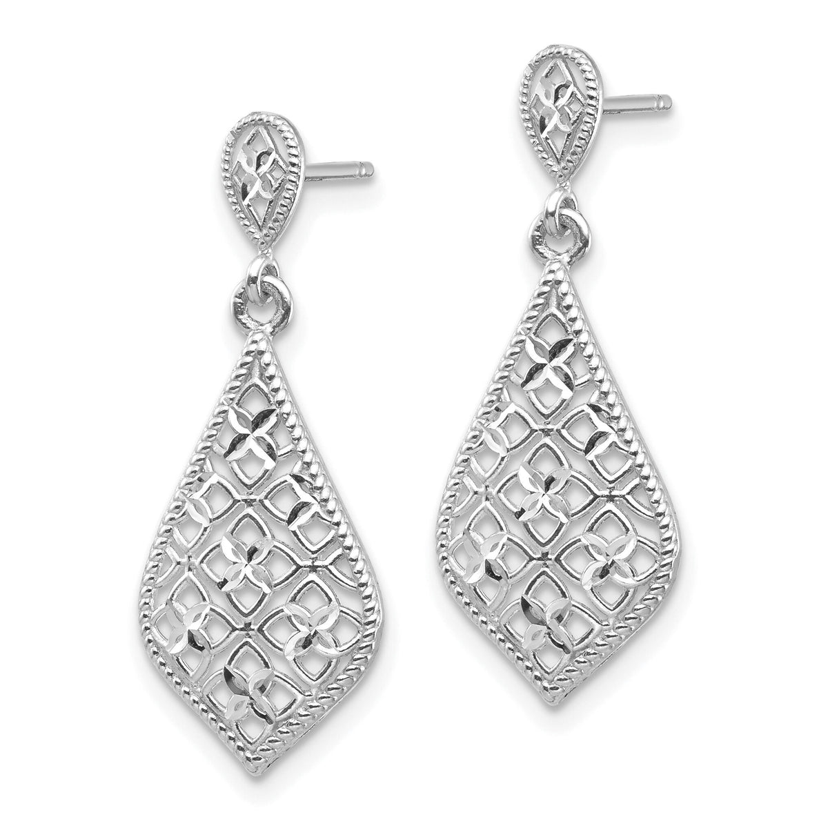 14K White Gold Dangle Earrings-YE1861W