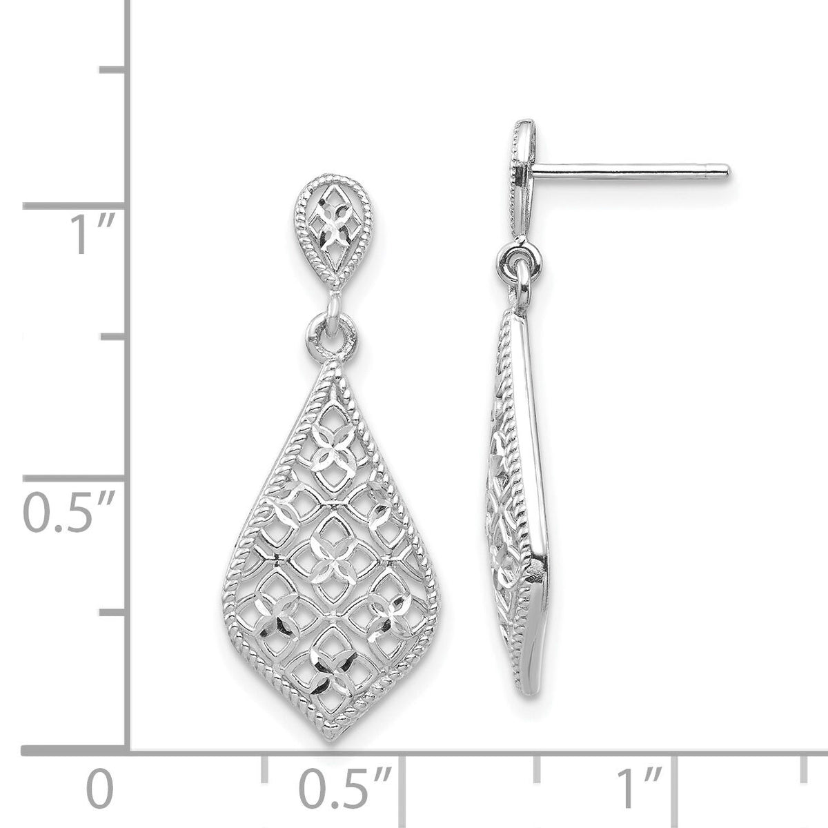 14K White Gold Dangle Earrings-YE1861W