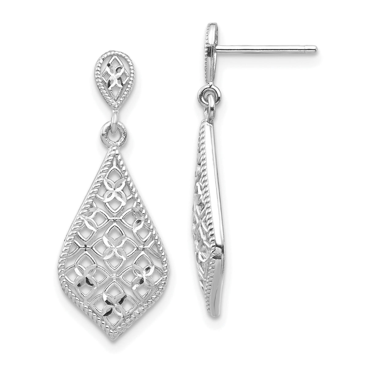14K White Gold Dangle Earrings-YE1861W