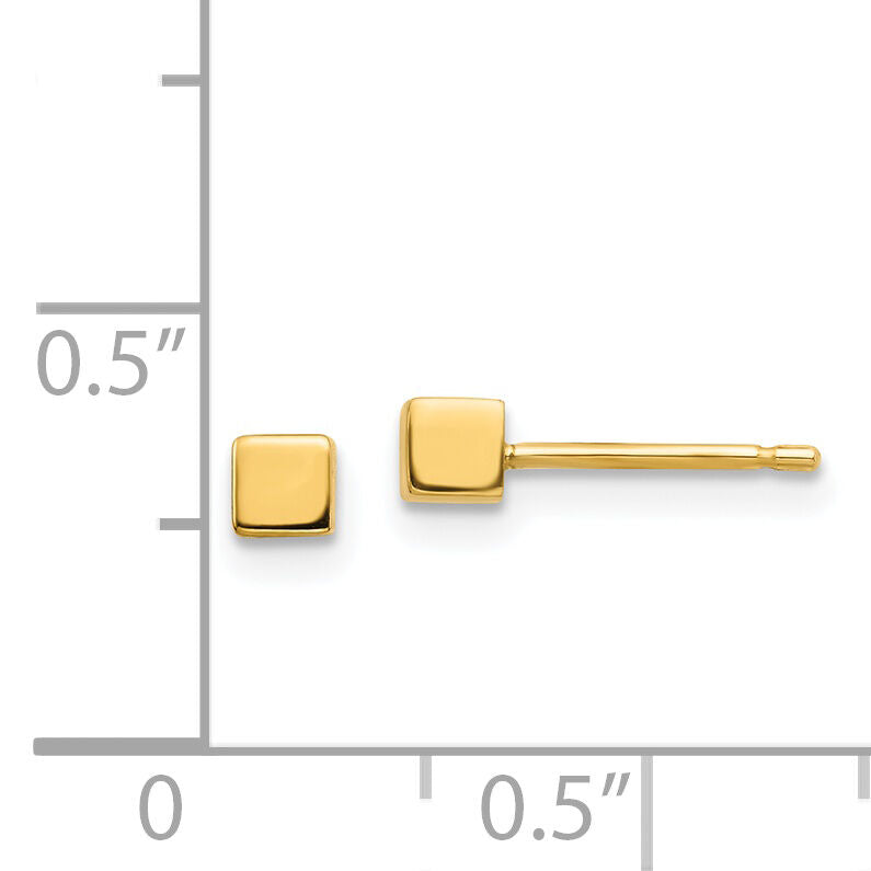 14K Square Stud Earrings-YE1877