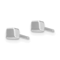 14K White Gold Square Stud Earrings-YE1878