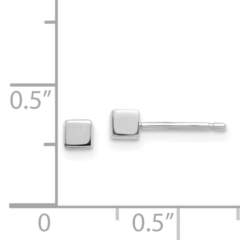 14K White Gold Square Stud Earrings-YE1878