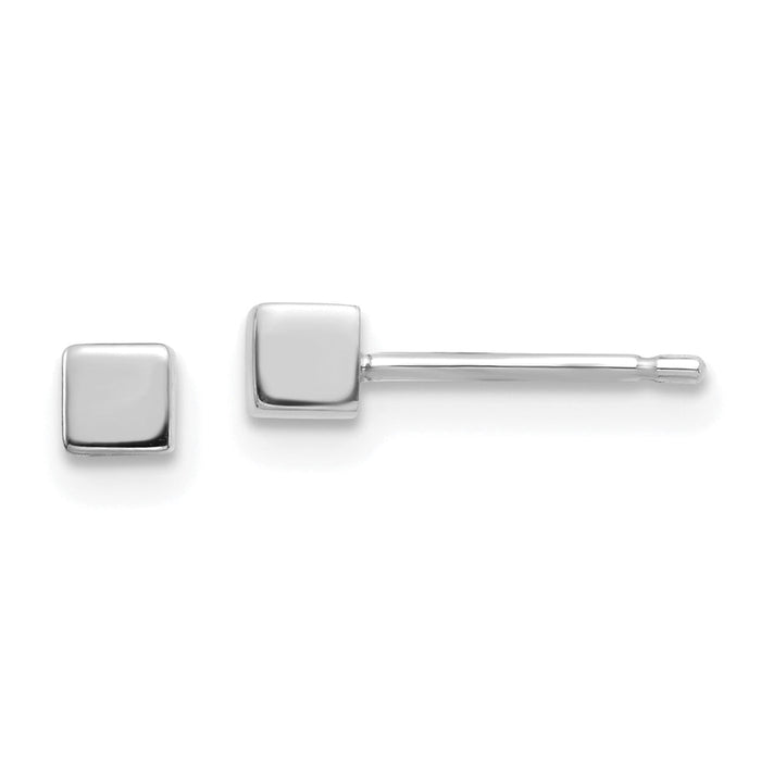 14K White Gold Square Stud Earrings-YE1878