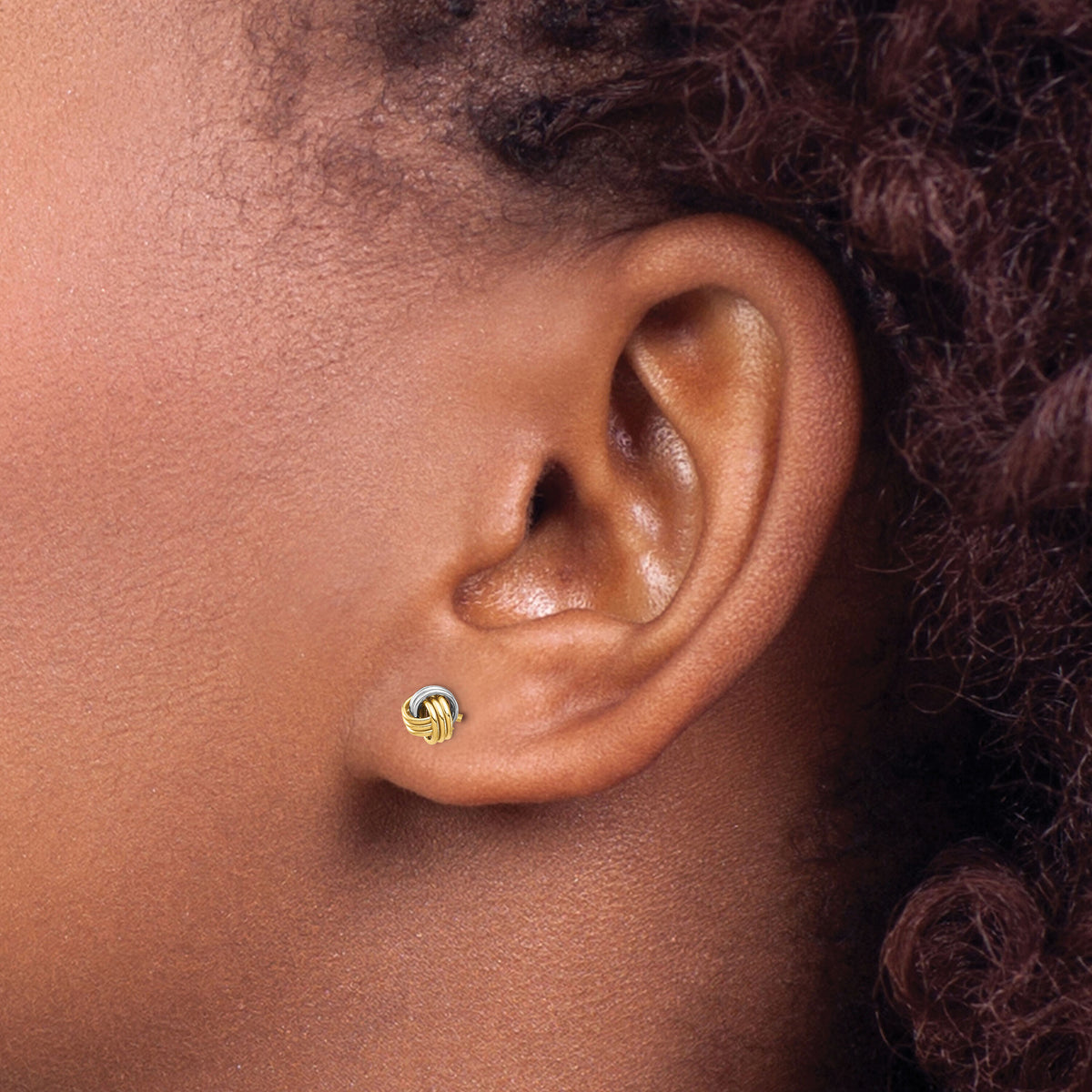 14K White Rhodium Love Knot Post Earring-YE1879