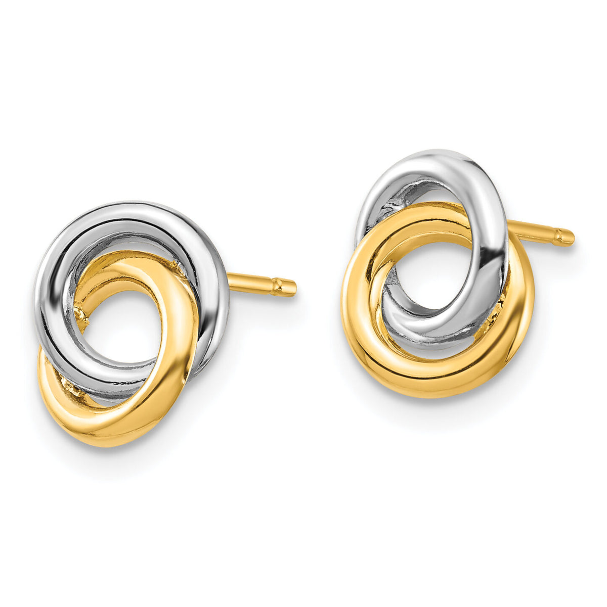 14k & White Rhodium Circles Post Earrings-YE1881
