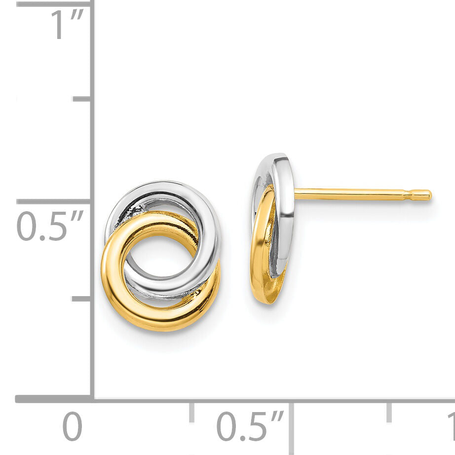 14k & White Rhodium Circles Post Earrings-YE1881
