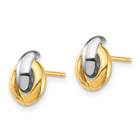14k & White Rhodium Oval Post Earrings-YE1882