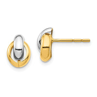 14k & White Rhodium Oval Post Earrings-YE1882