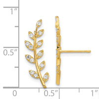 14K CZ Fern Ear Climber Earrings-YE1887