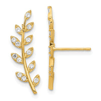 14K CZ Fern Ear Climber Earrings-YE1887