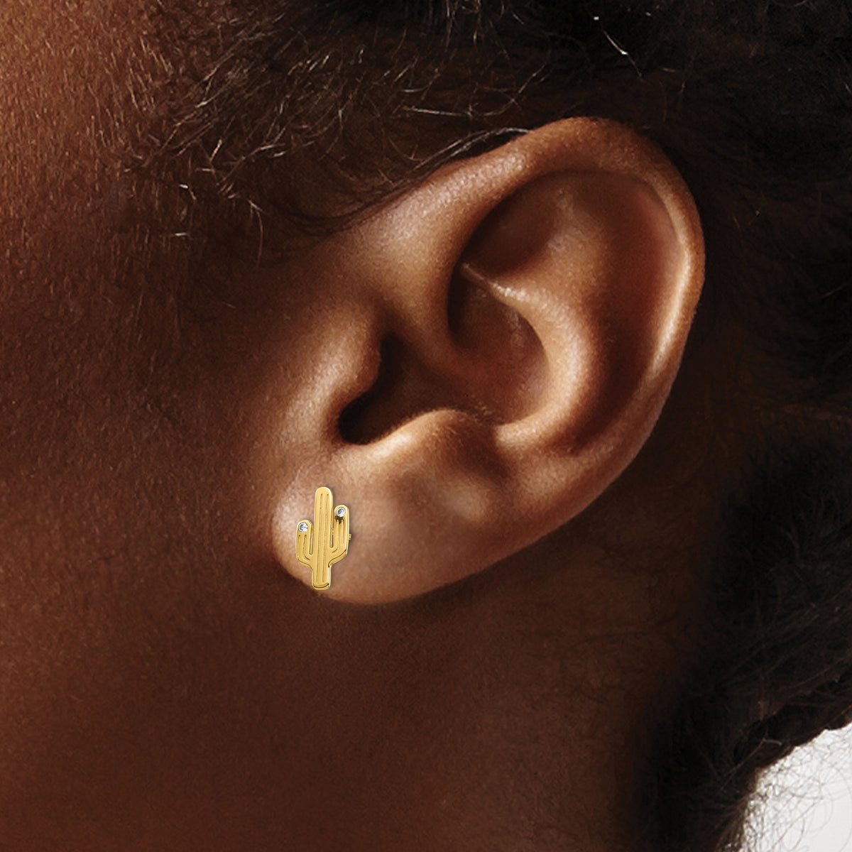 14K Cactus CZ Stud Earrings-YE1891