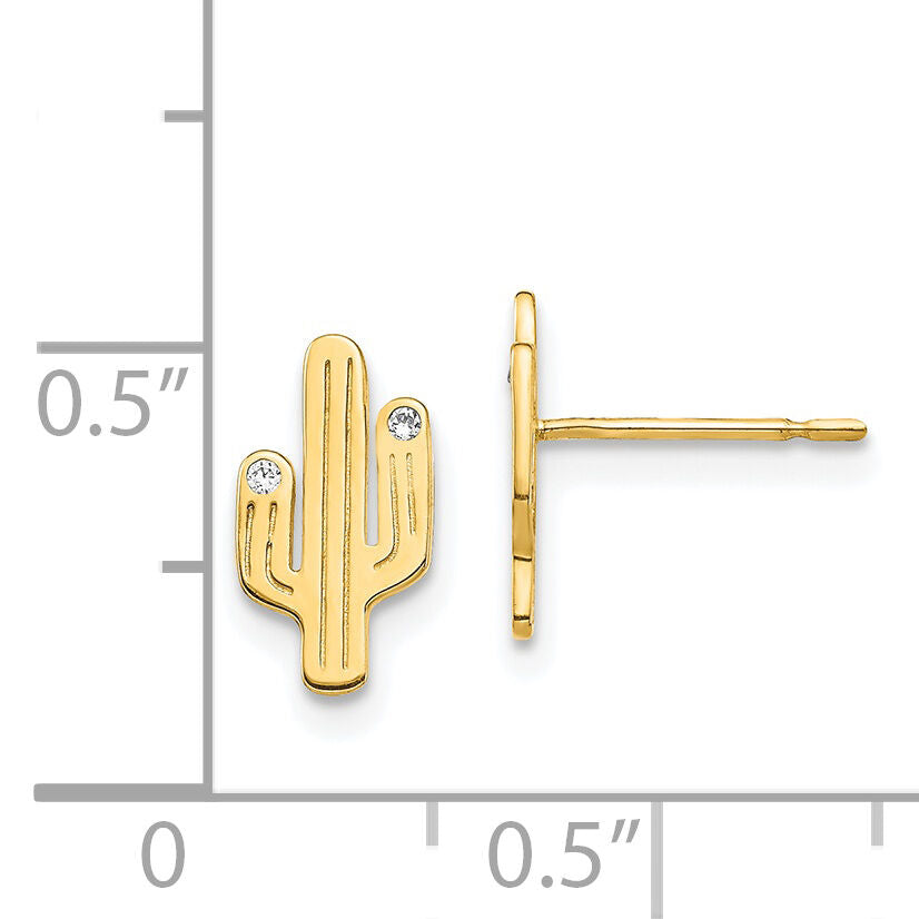 14K Cactus CZ Stud Earrings-YE1891